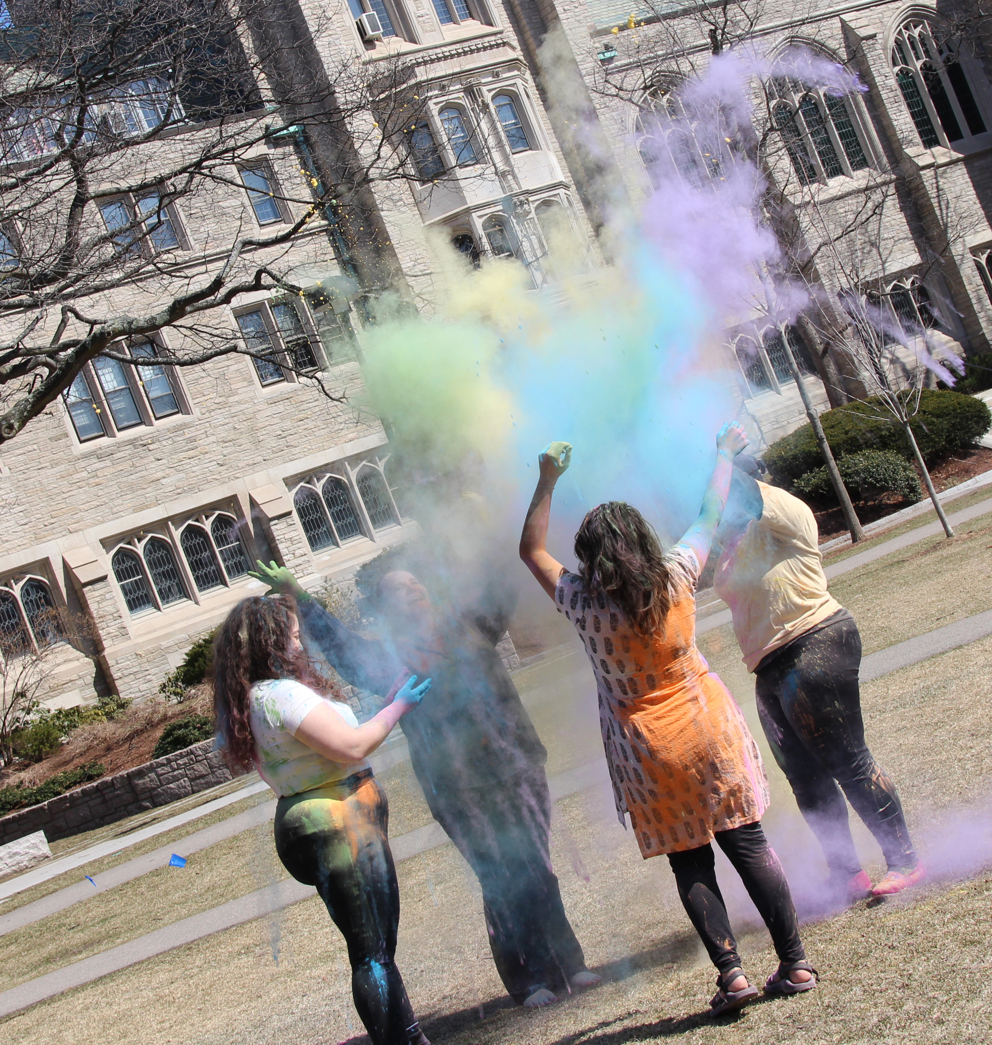 Students celebrate Holi on the HDS campus