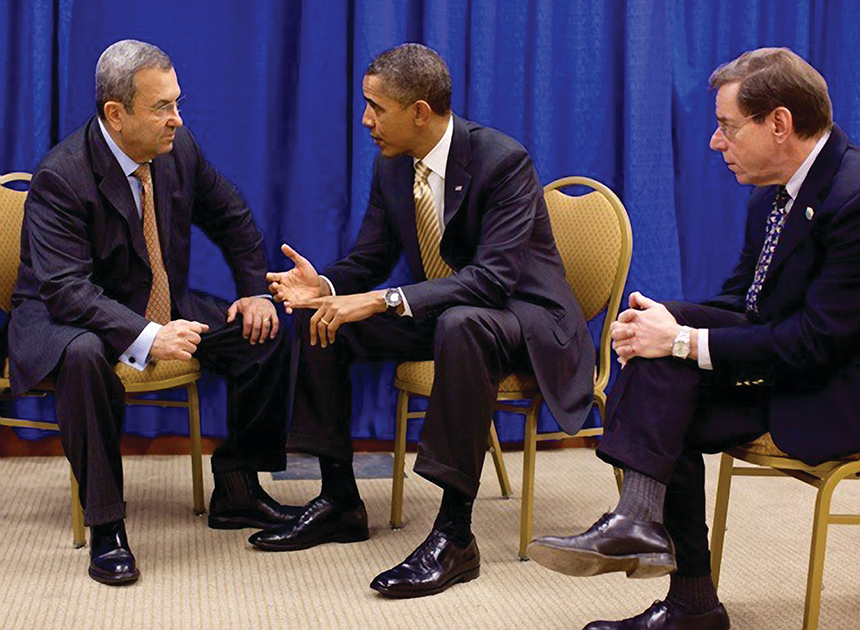 Steven Simon, MTS ’77, with Ehud Barak and Barack Obama