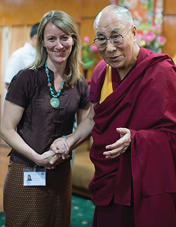 Susan Hayward, MDiv ’07, with the Dalai Lama