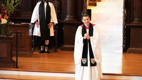 Matthew Potts preaching in Memorial Church