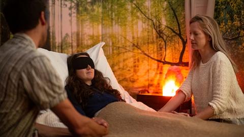 Recreation of a psychedelic clinical trial at the Imperial Center for Psychedelic Research. Photograph by Thomas Angus, Imperial College London/Wikimedia C