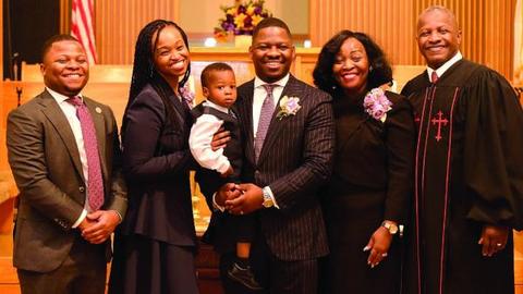 The Rev. Willie Bodrick, MDiv' 14, is surrounded by family and friends at the historic Twelfth Baptist Church